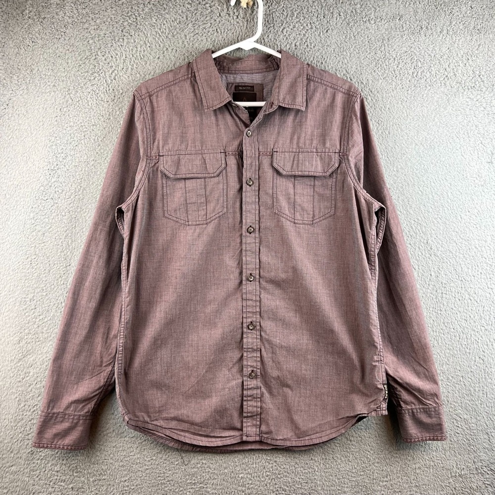 Men's PrAna Button Up Slim Shirt Size M Long Sleeve Breathe